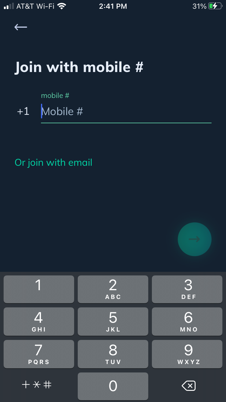 Sleeper app signup page