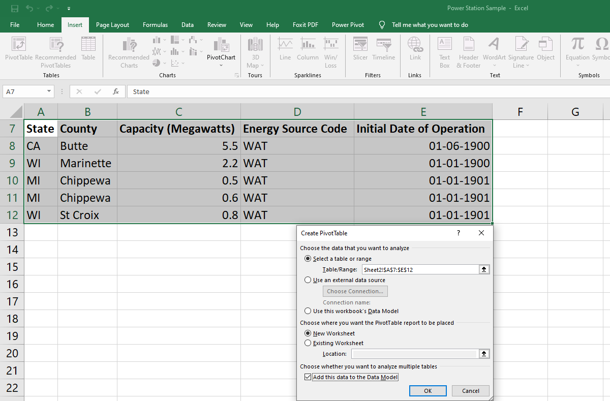 Add data sets to data model