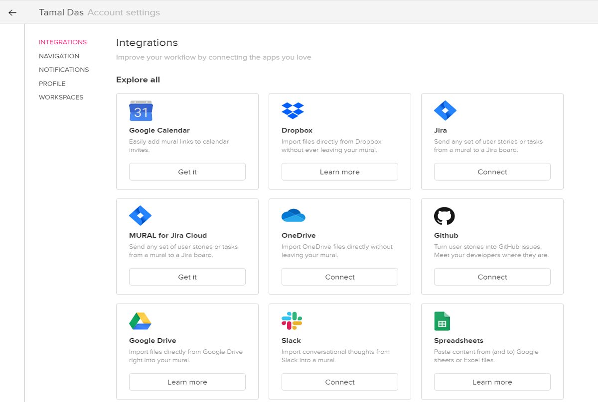 Integrate Other Productivity Apps in Mural Workspace