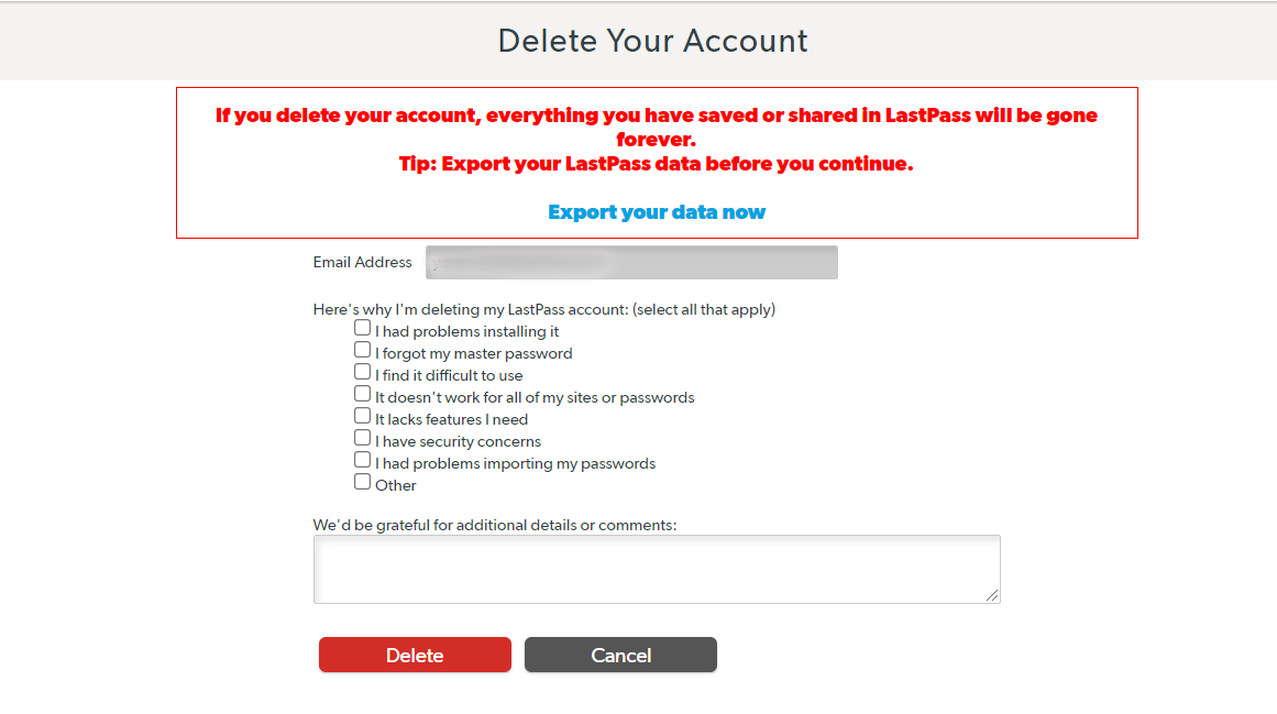 Wie lösche ich mein LastPass-Konto? - LastPass account deletion without master password