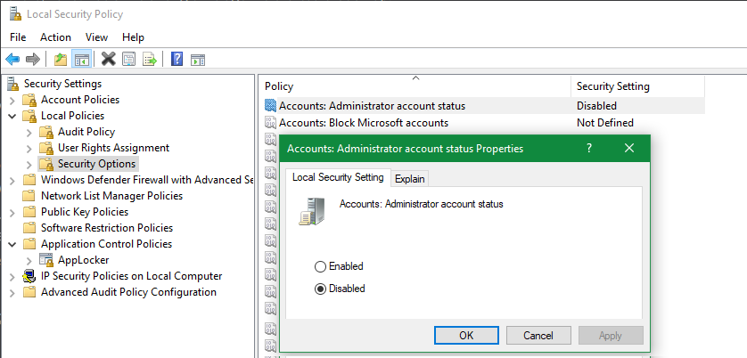 Local Security Policy Windows Admin