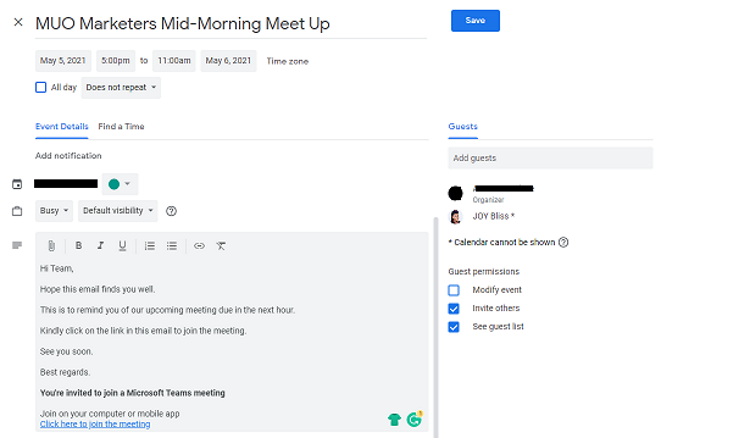 Microsoft Teams Meeting share to participants