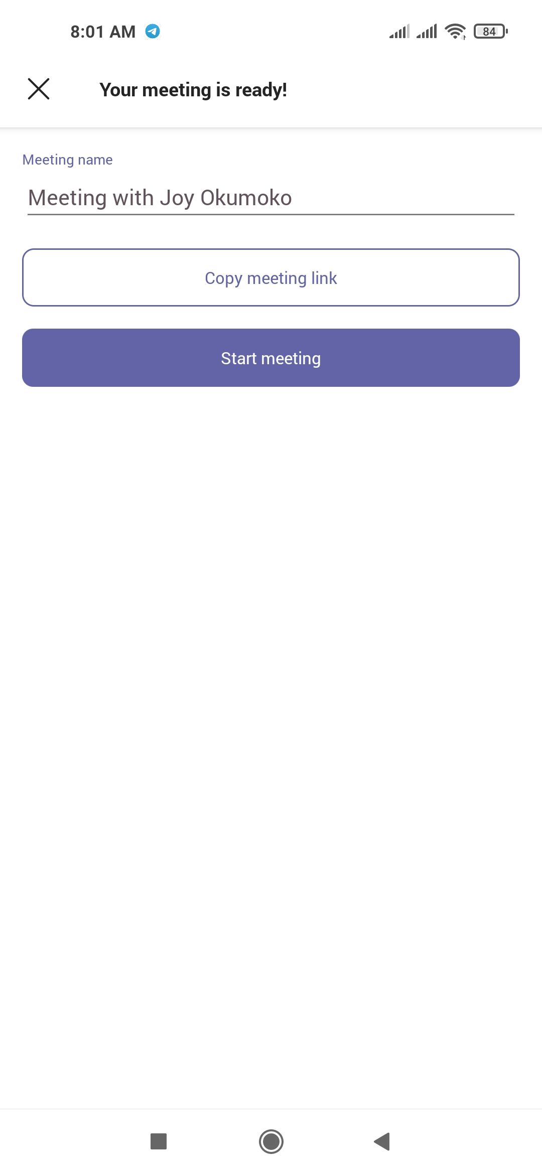 Microsoft Teams meeting set meeting name and start