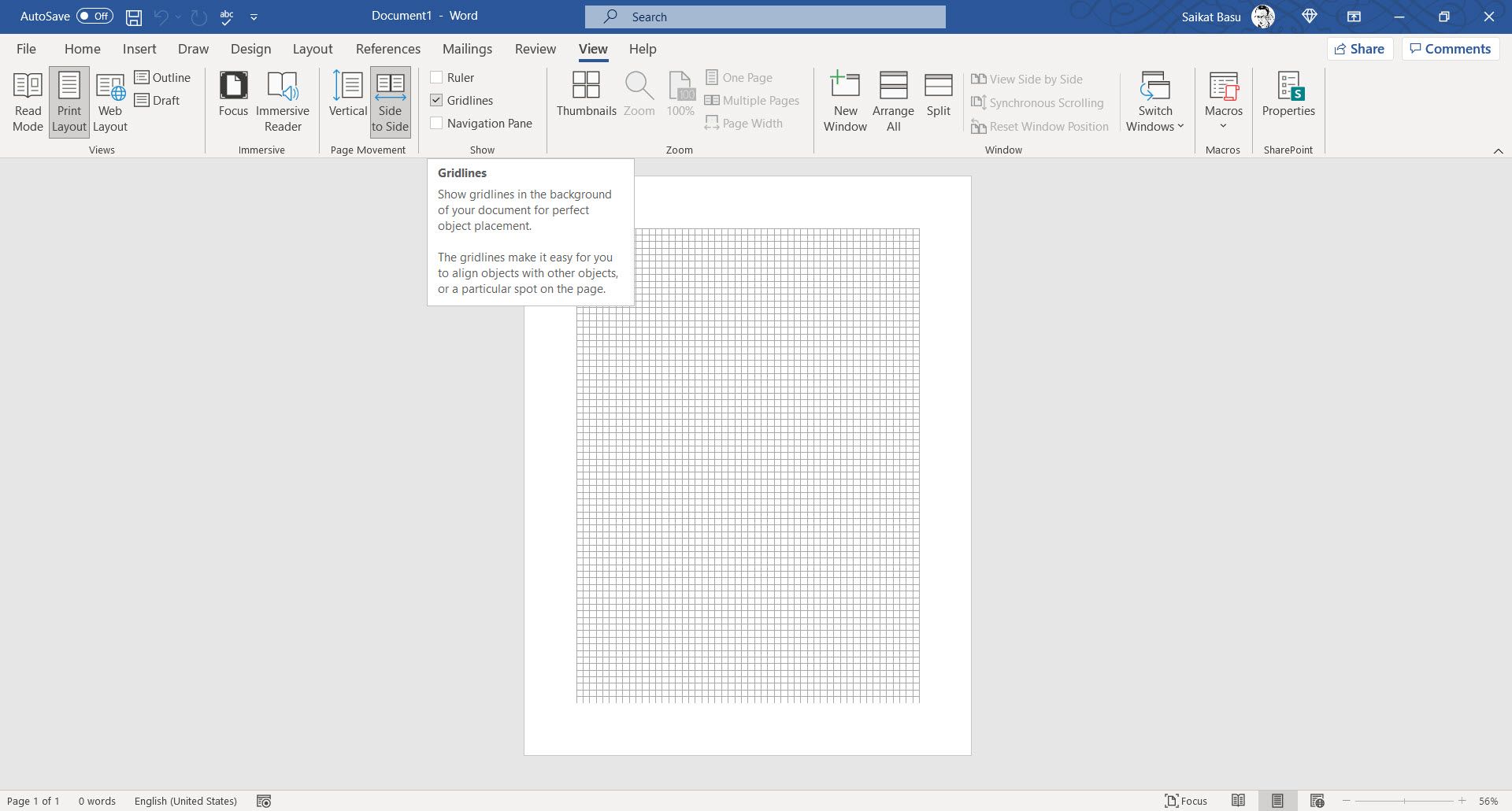 View Gridlines in Microsoft Word