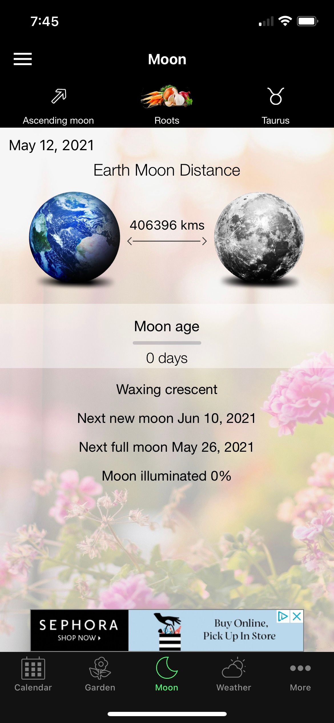 Moon Distance App Screenshot