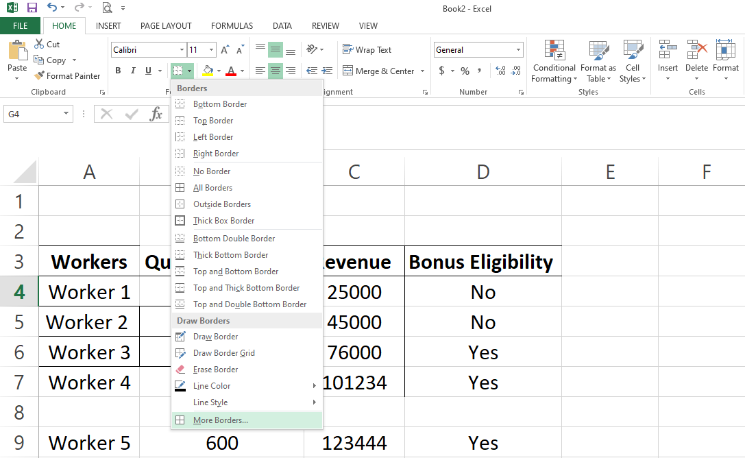 add a bottom border in excel for mac