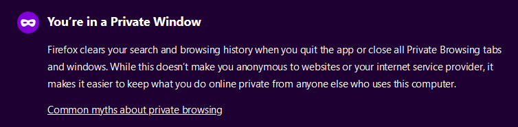 Private Window Mozilla Firefox