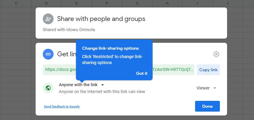 So teilen Sie Ihre Google-Tabellen mit anderen - Restriction access Google Sheets