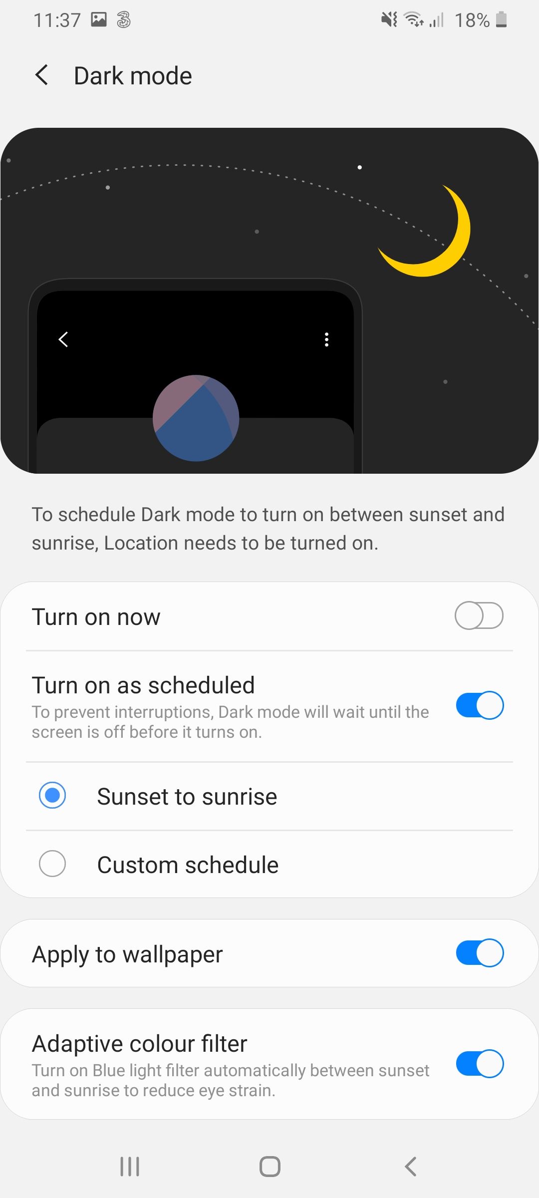 Dark Mode Sunset to Sunrise android