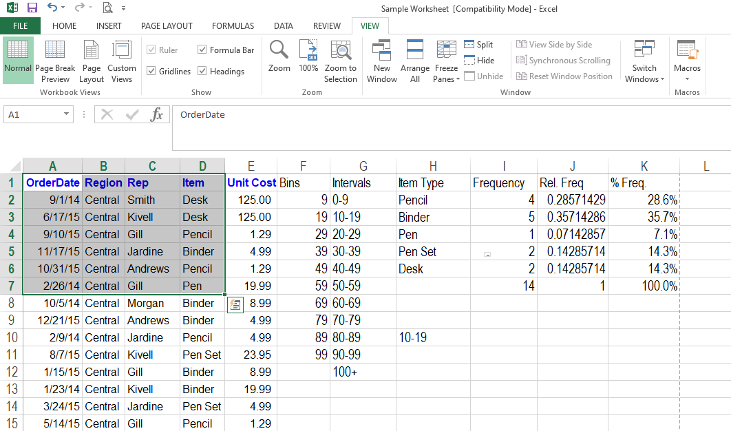 Selecting Few Cells From Whole Worksheet