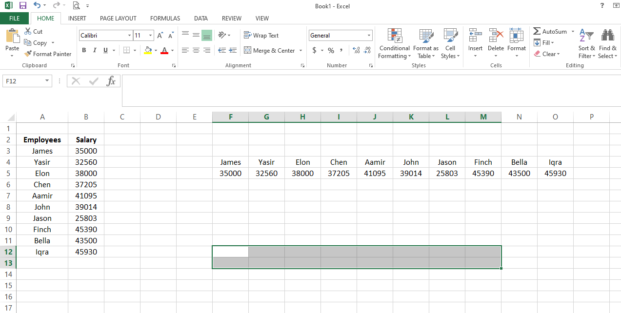 Selecting The Cells Range