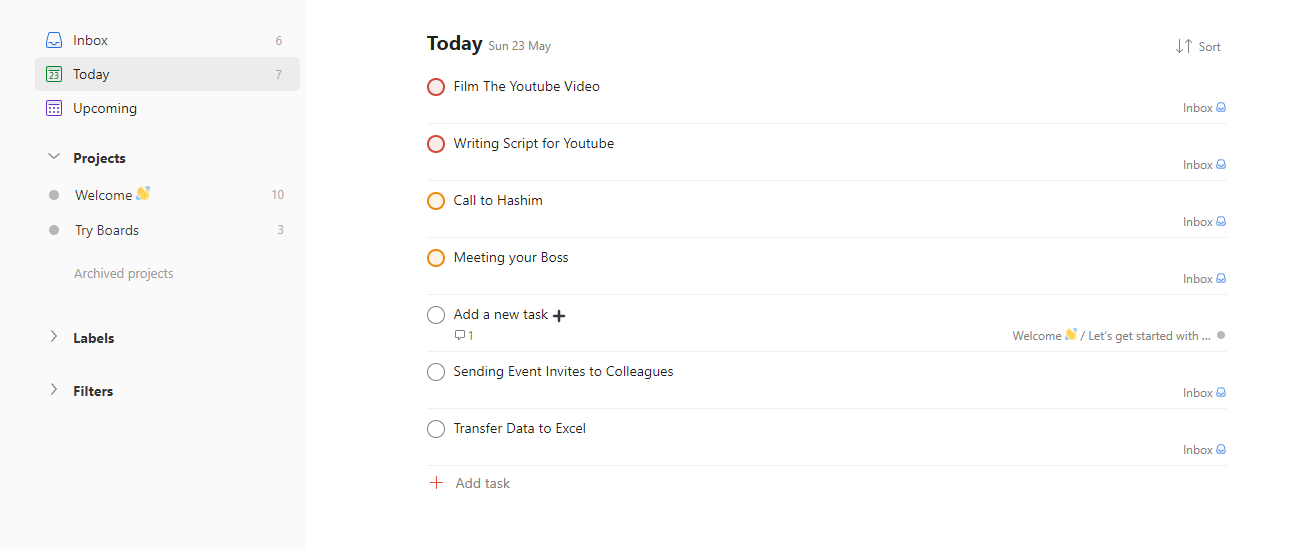Setting Two Tasks as Second Priority in Todoist