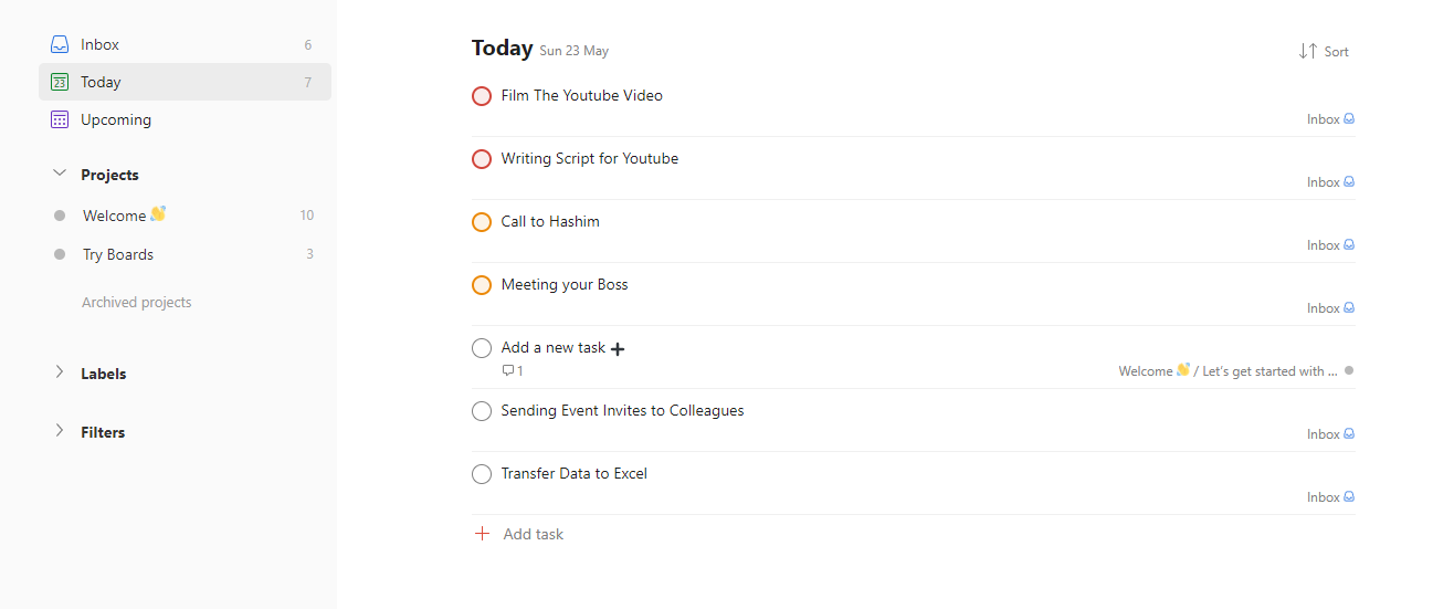 So erstellen Sie To-Do-Listen mit der Eisenhower-Matrix - Setting Two Tasks as Second Priority in Todoist