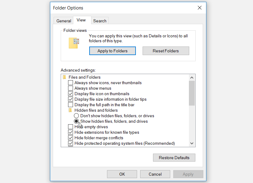 Showing hidden files - 5 modi per ripristinare le icone mancanti sulla barra delle applicazioni su Windows 10