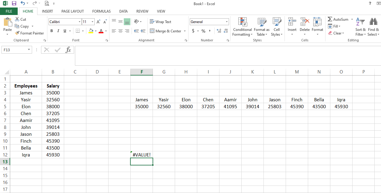 Transpose Function Giving Error - 3 modi per trasporre i dati orizzontalmente in Excel