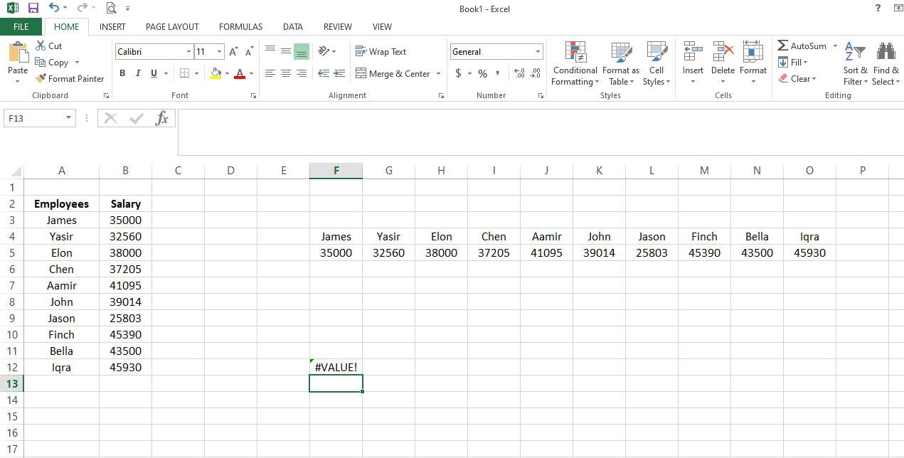 Transpose Function Giving Error