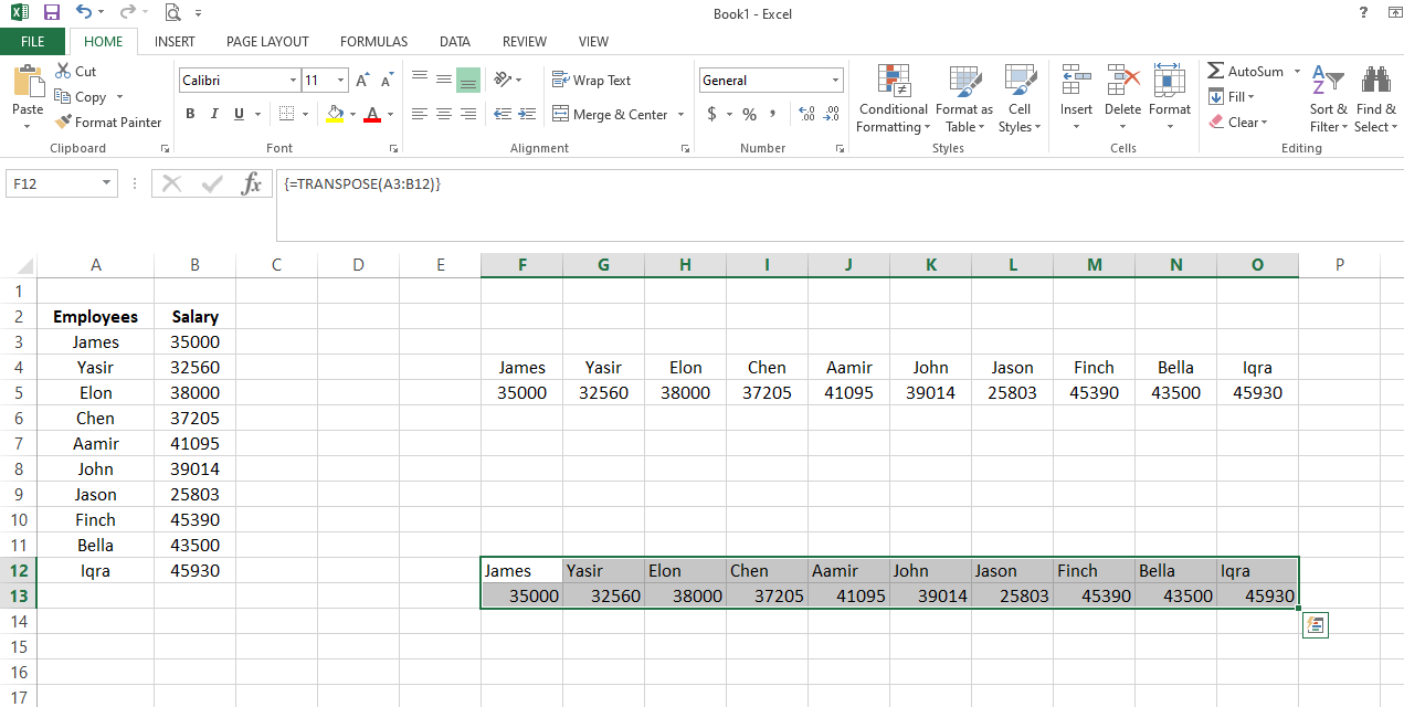 Transposed Data Corrected Again