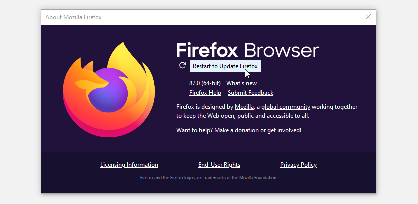 Updating Firefox