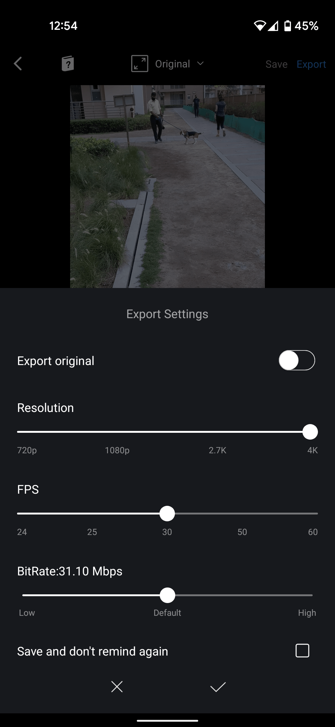 Export a video in VN Video editor