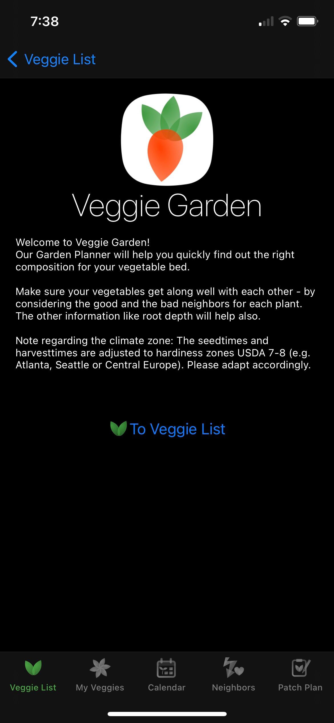 Veggie Garden Planner Welcome Screenshot