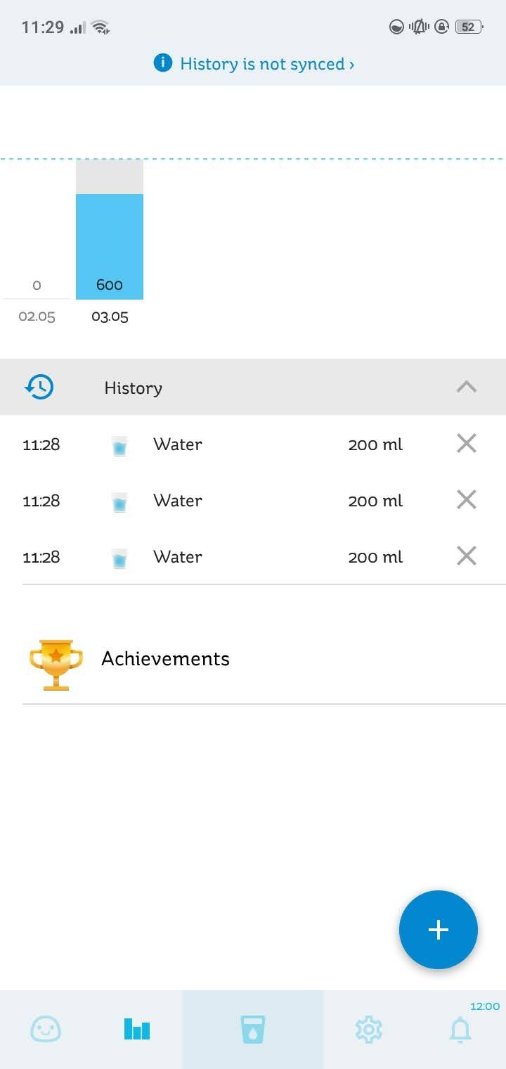 Water tracker and reminder stats