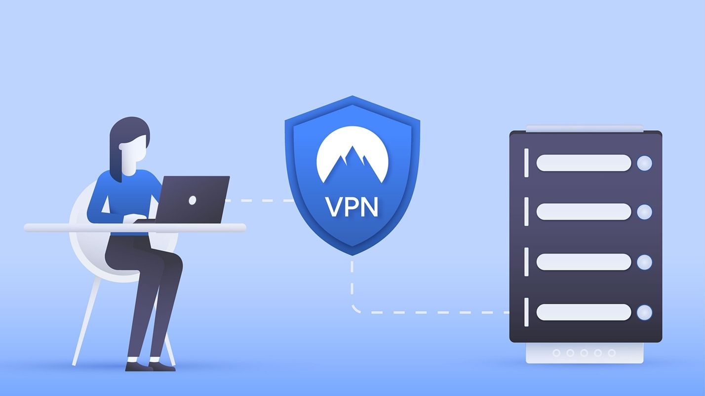 Ilustração dos desenhos animados de uma conexão VPN.