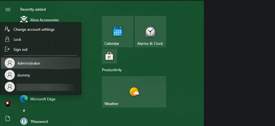 Windows 10 Switch to Admin Account