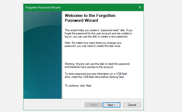 Windows Create Password Reset Disk Border - Hai perso la password dell’amministratore di Windows? Come resettarlo