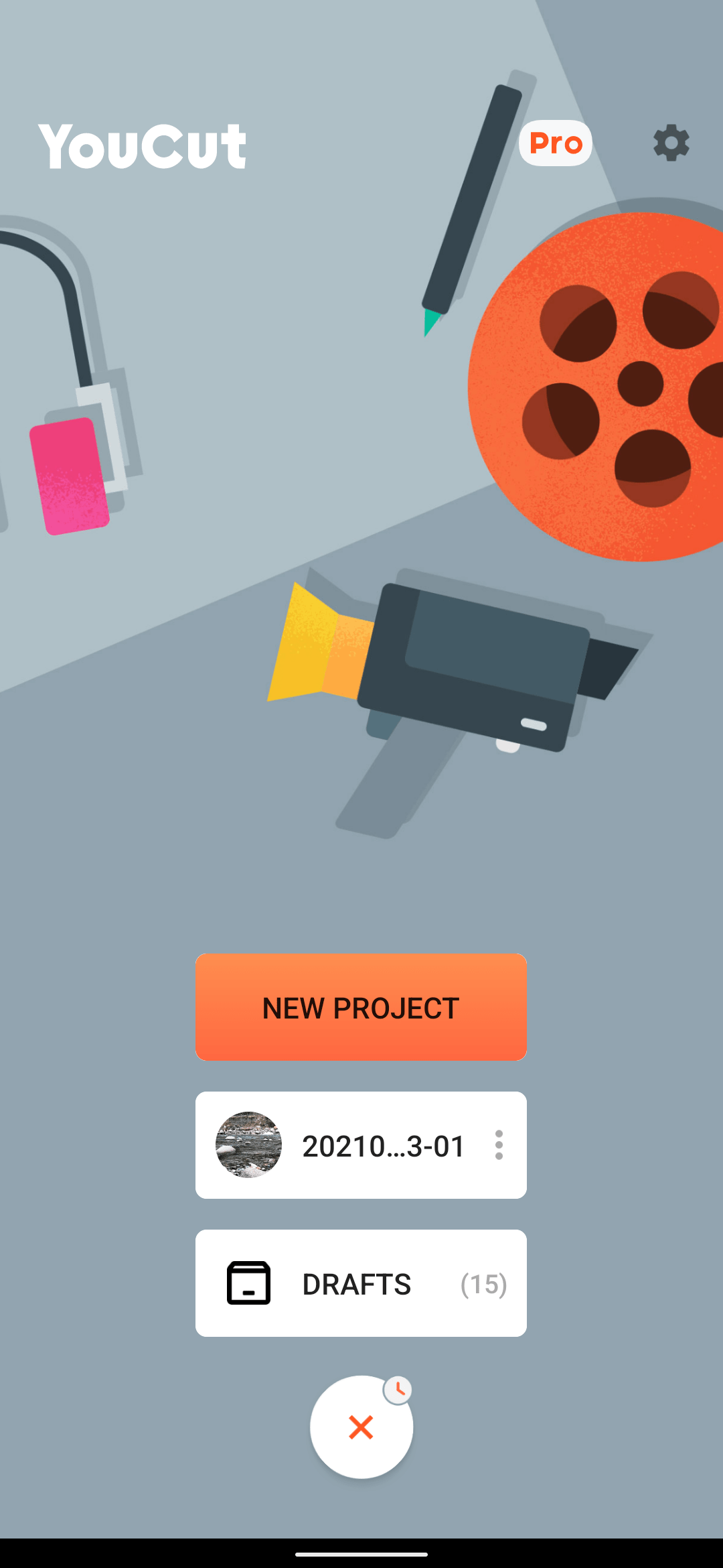 Create a new project in YouCut