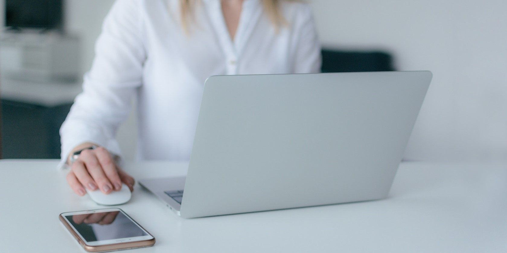 A woman using a laptop