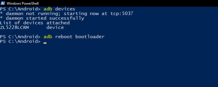 Perintah ADB di PowerShell