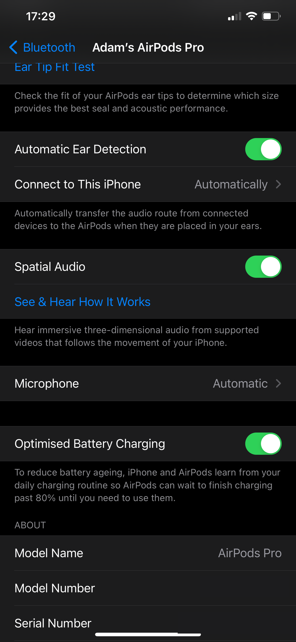 Microphone audio settings for AirPods Pro