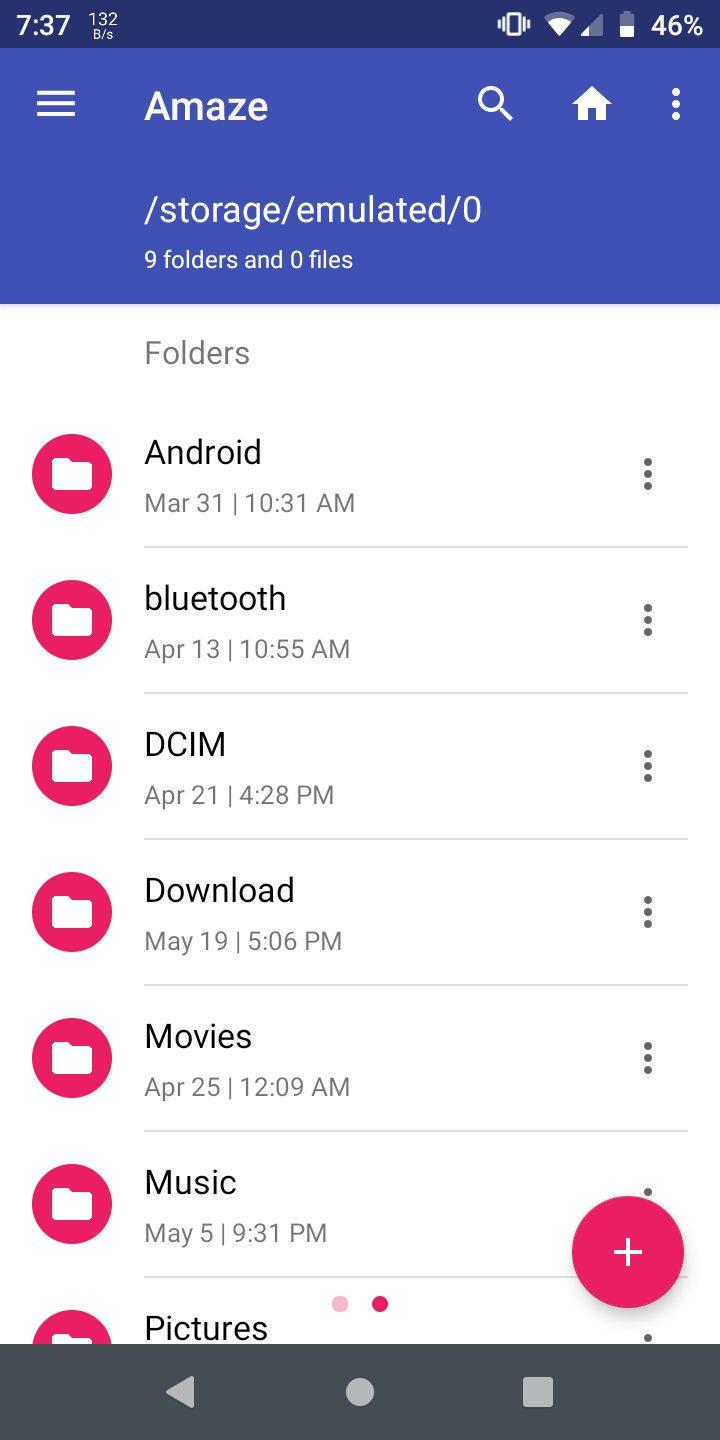 Homescreen of Amaze File Manager