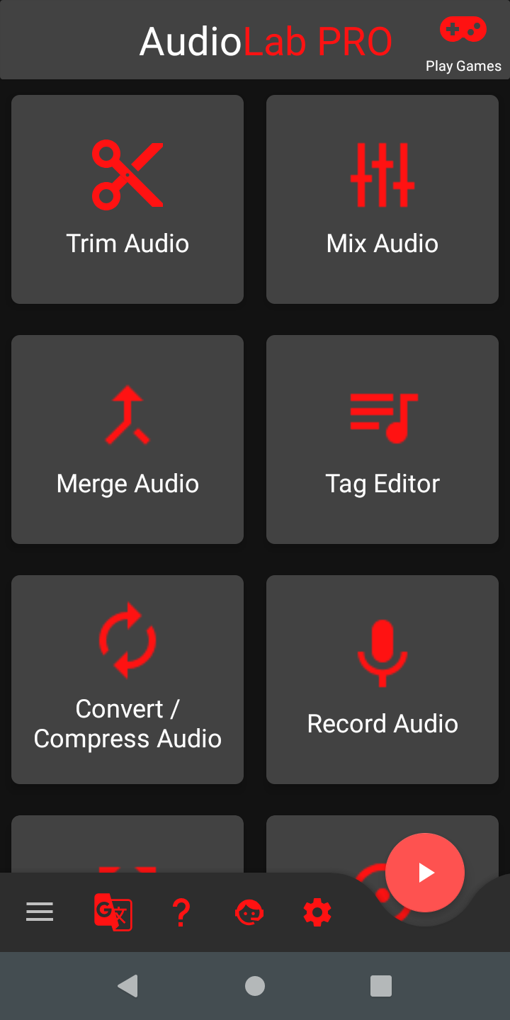 AudioLab app Homescreen