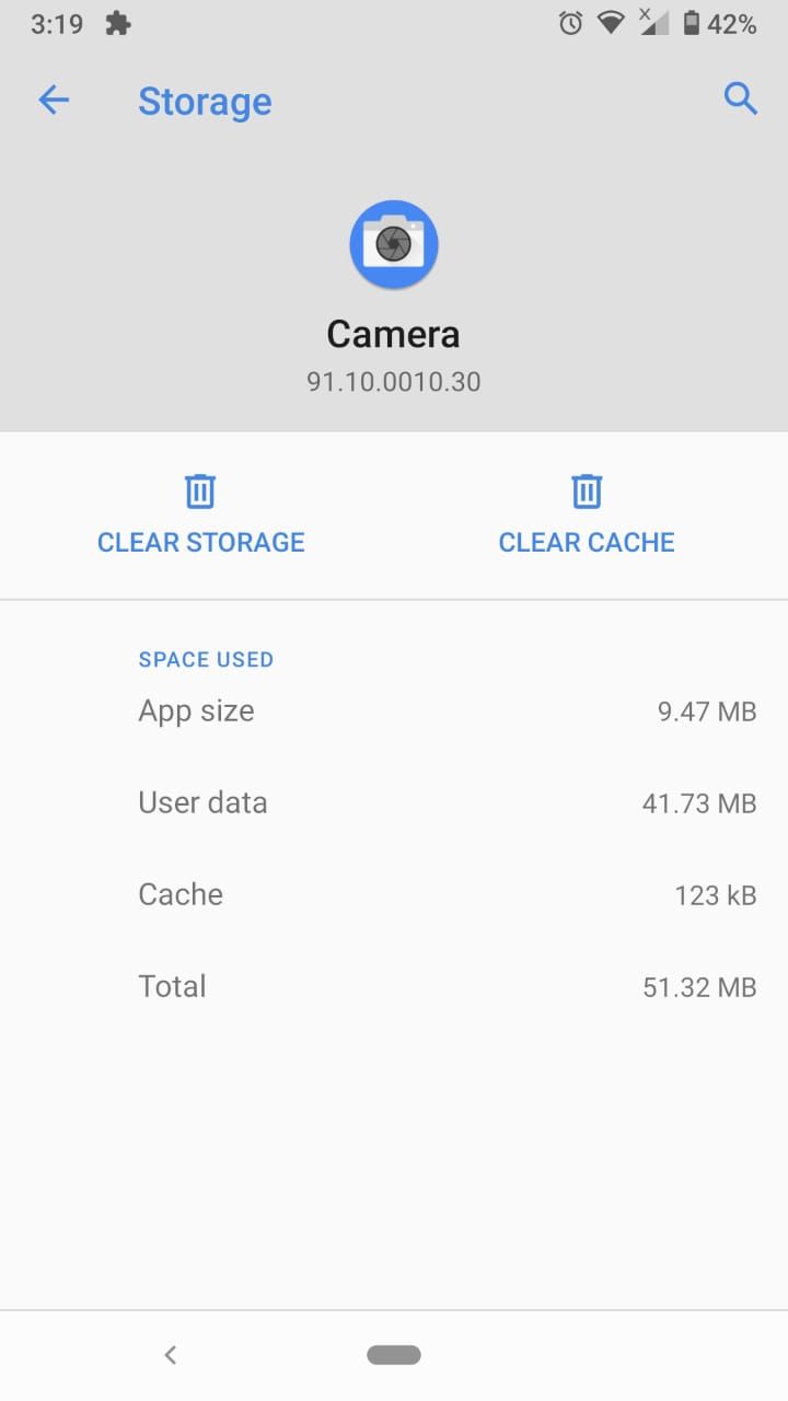 screenshot of camera storage- android 10