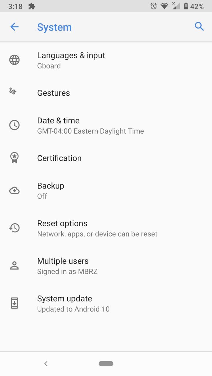 screenshot of system app advanced setting- android 10