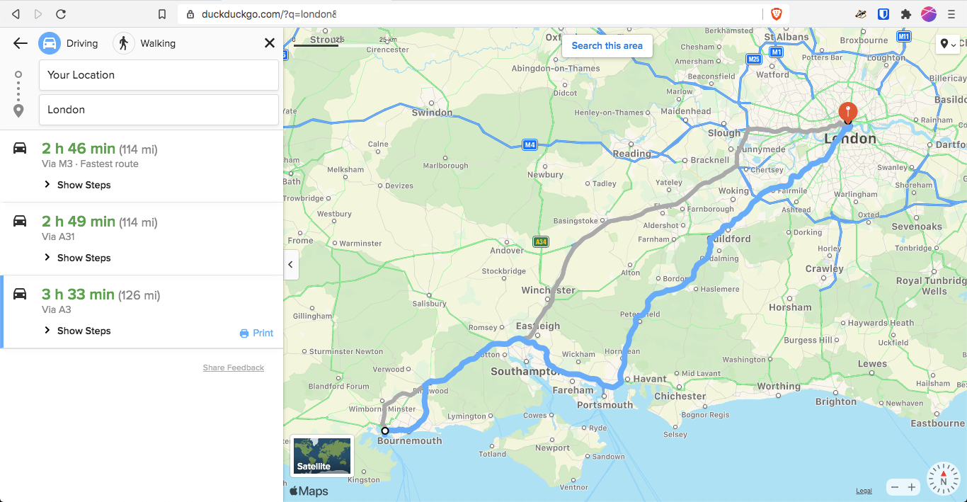 apple maps online directions