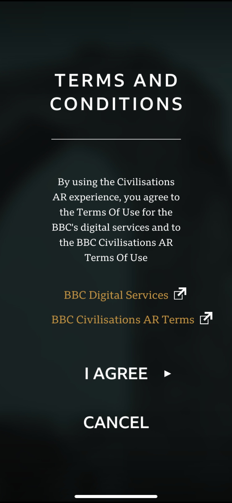 Civilisations AR introductory page.