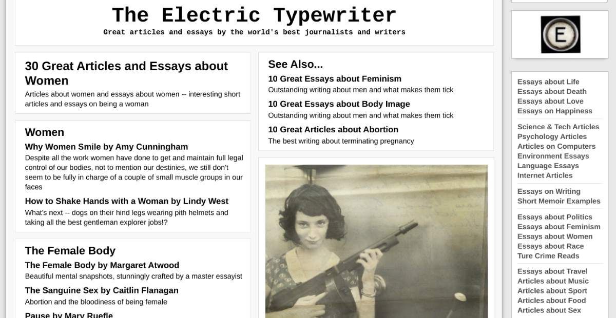 The Electric Typewriter has the best and most immaculately categorized list of articles worth reading