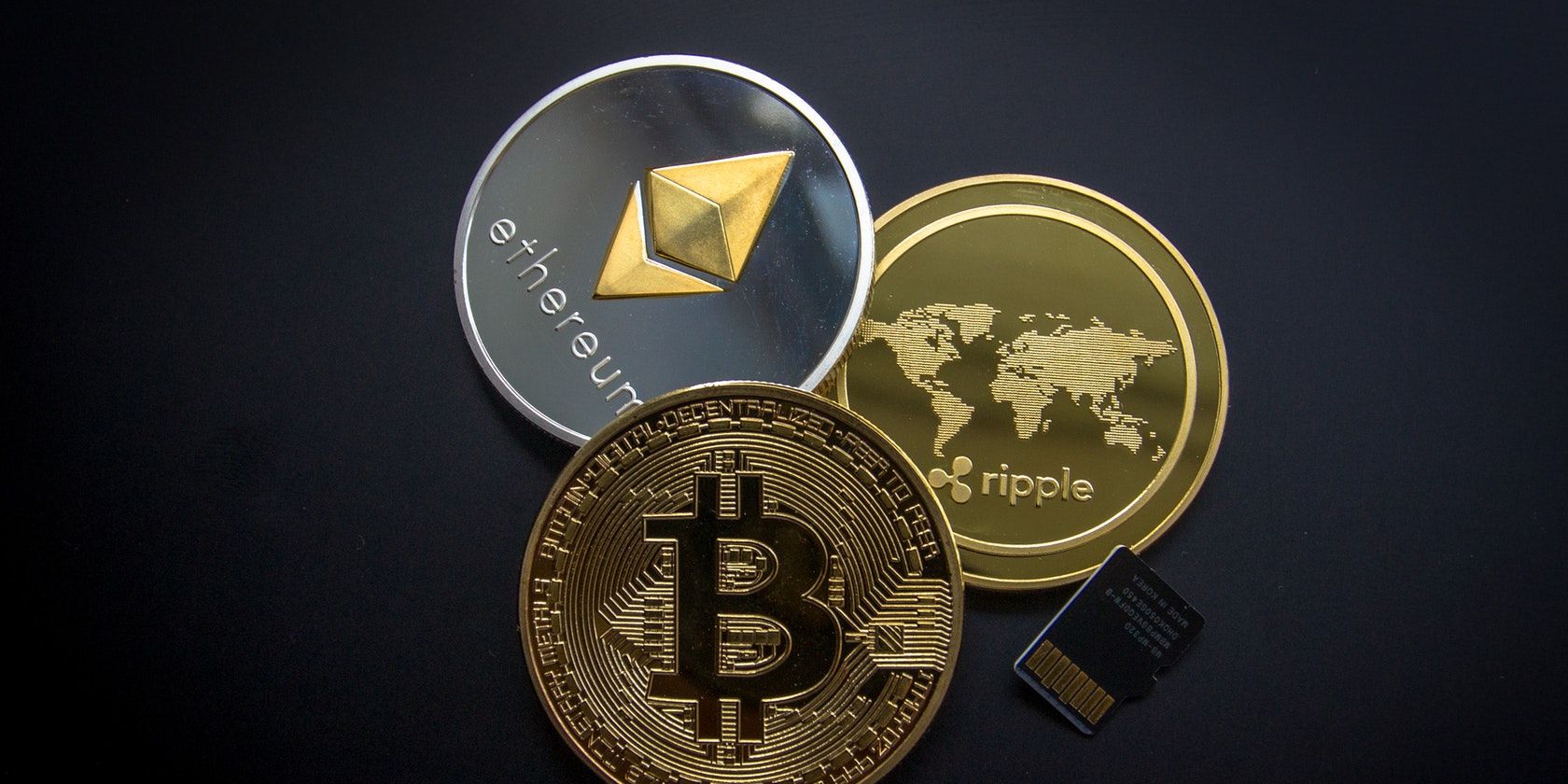Stock image photo of Bitcoin, Ethereum and Ripple
