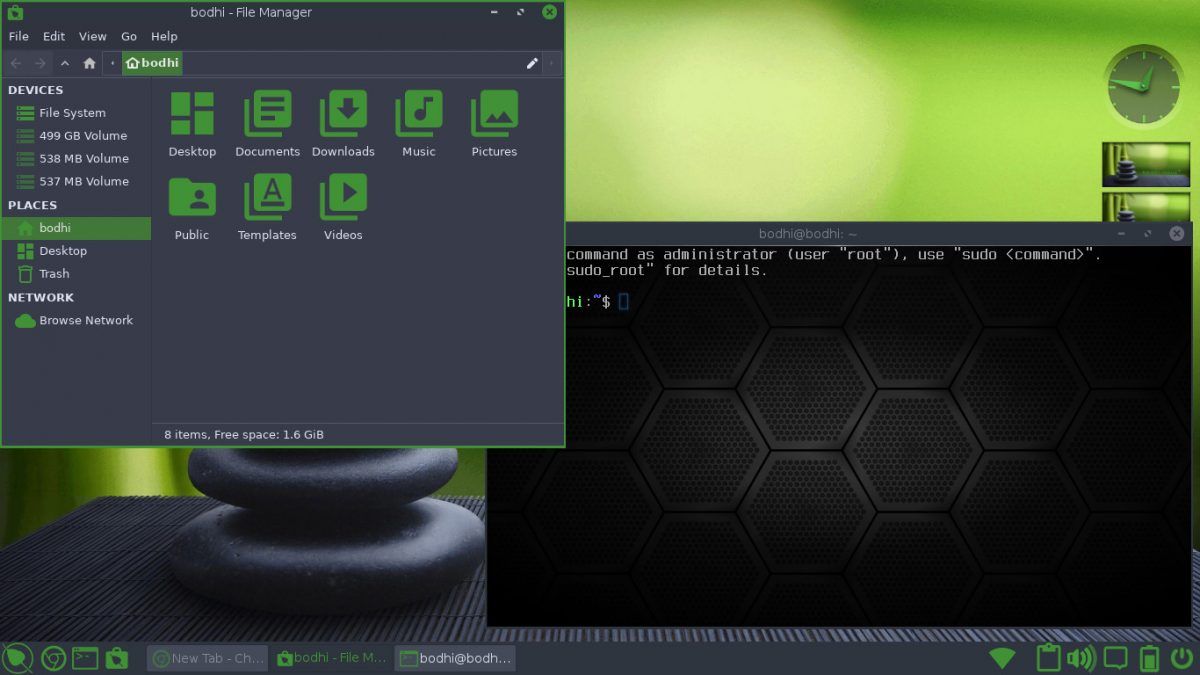 Bodhi Linux 6 With File Browser and Terminal