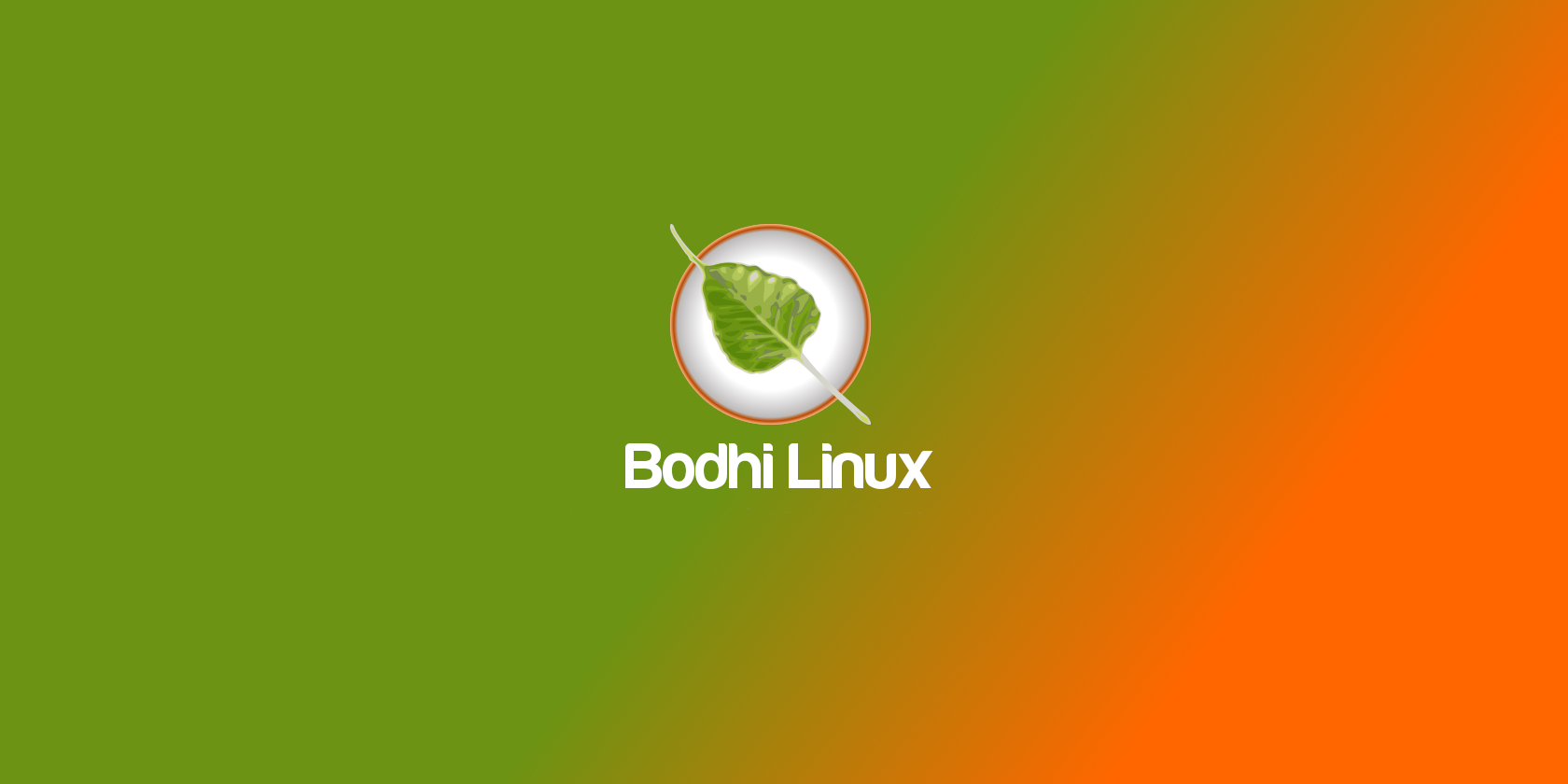 Bodhi Linux Logo and Name Over Green and Orange Background
