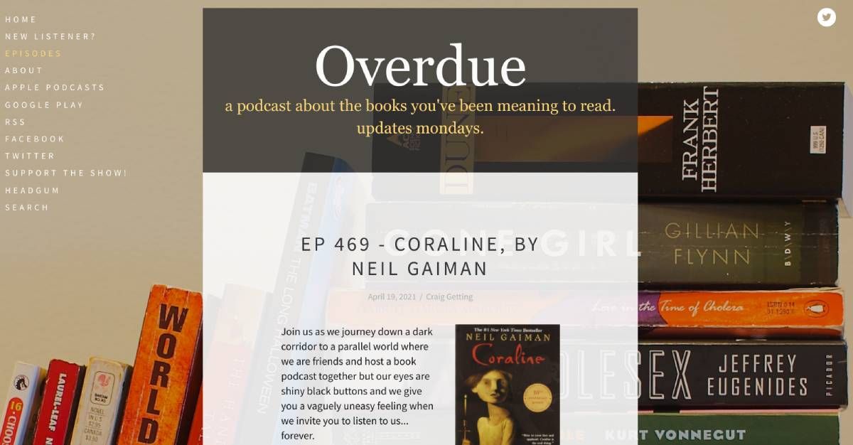 Overdue is a podcast that summarizes and discusses famous fictional books