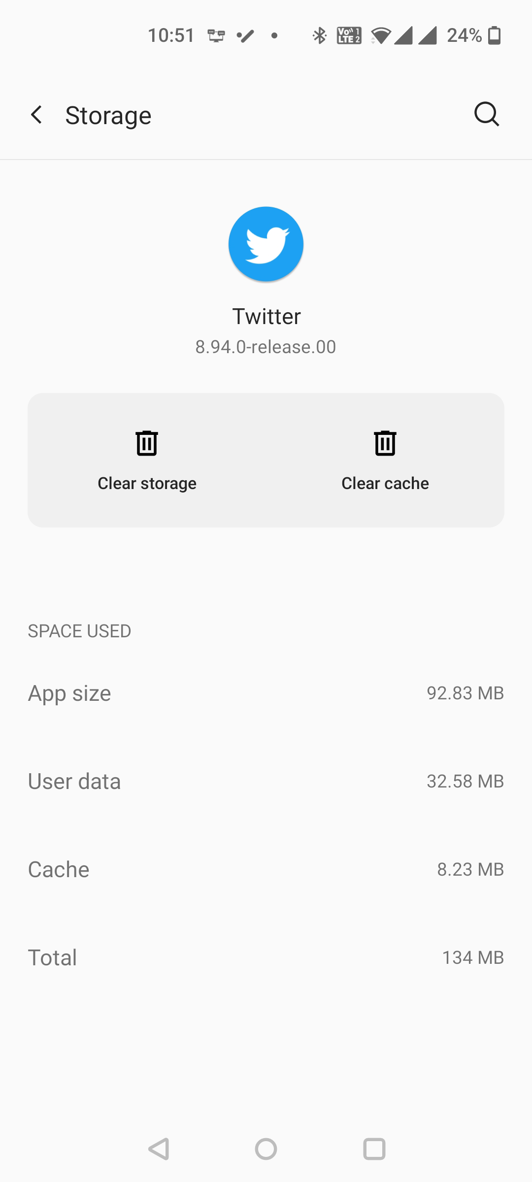 Clear Twitter app data on Android