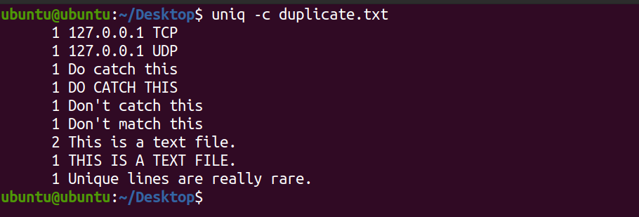 So finden Sie doppelte Daten in einer Linux-Textdatei Mit uniq - count repeated lines