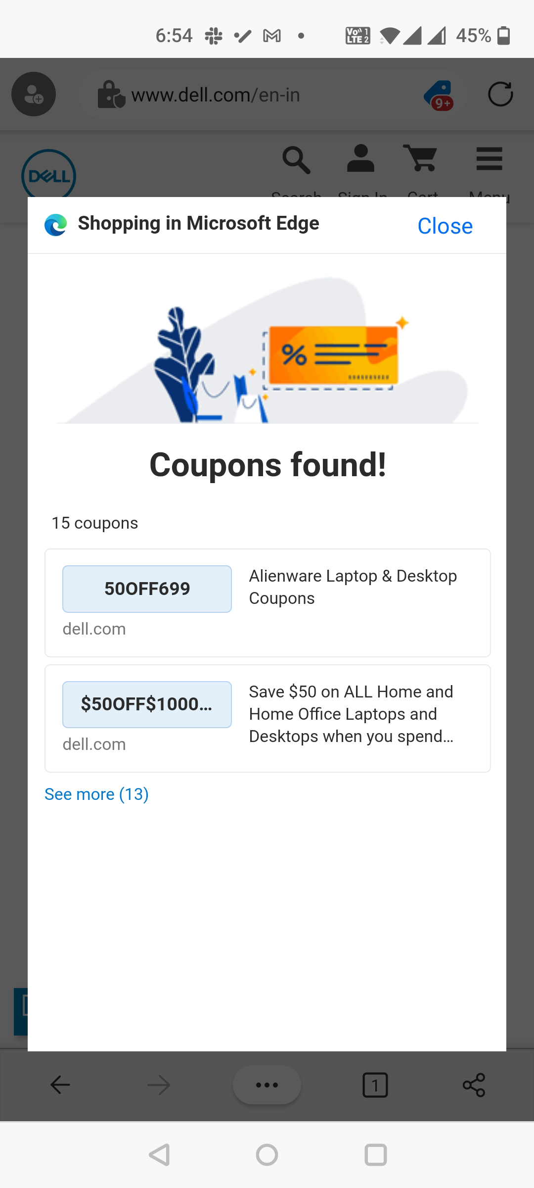 Use coupons in Edge on Android