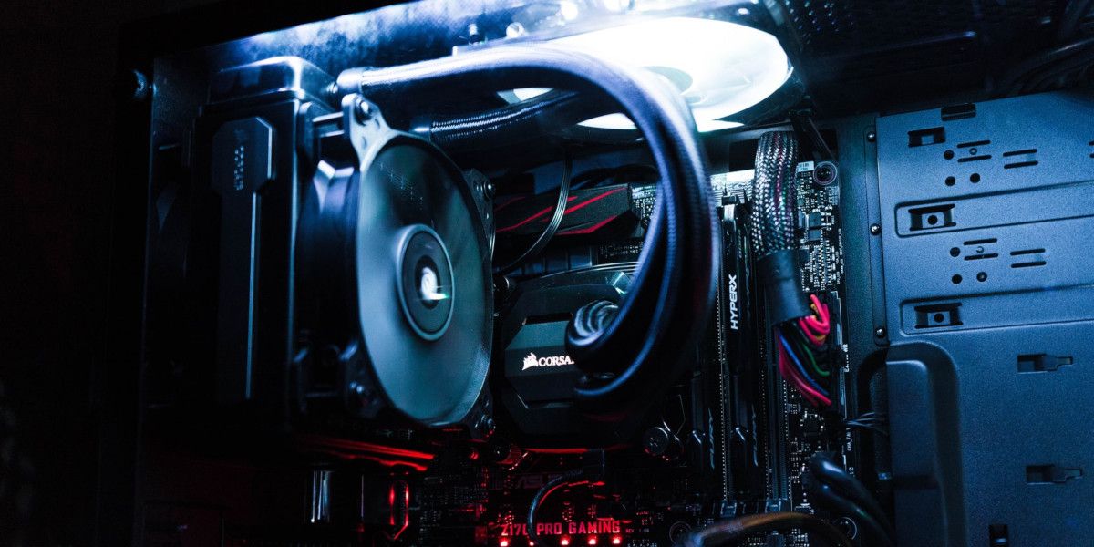 Custom PC Interior with a Corsair CPU Water Cooler