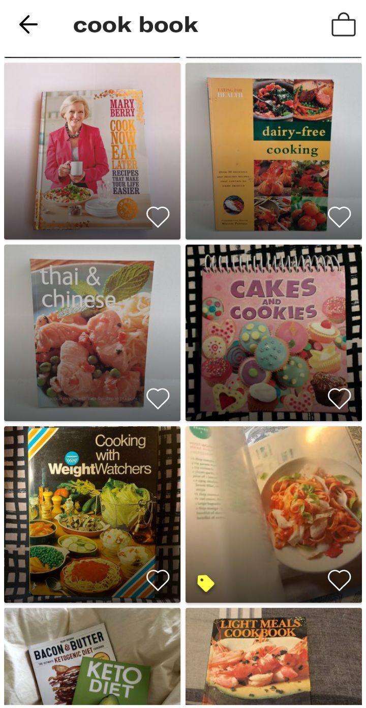 depop search page cook book screenshot