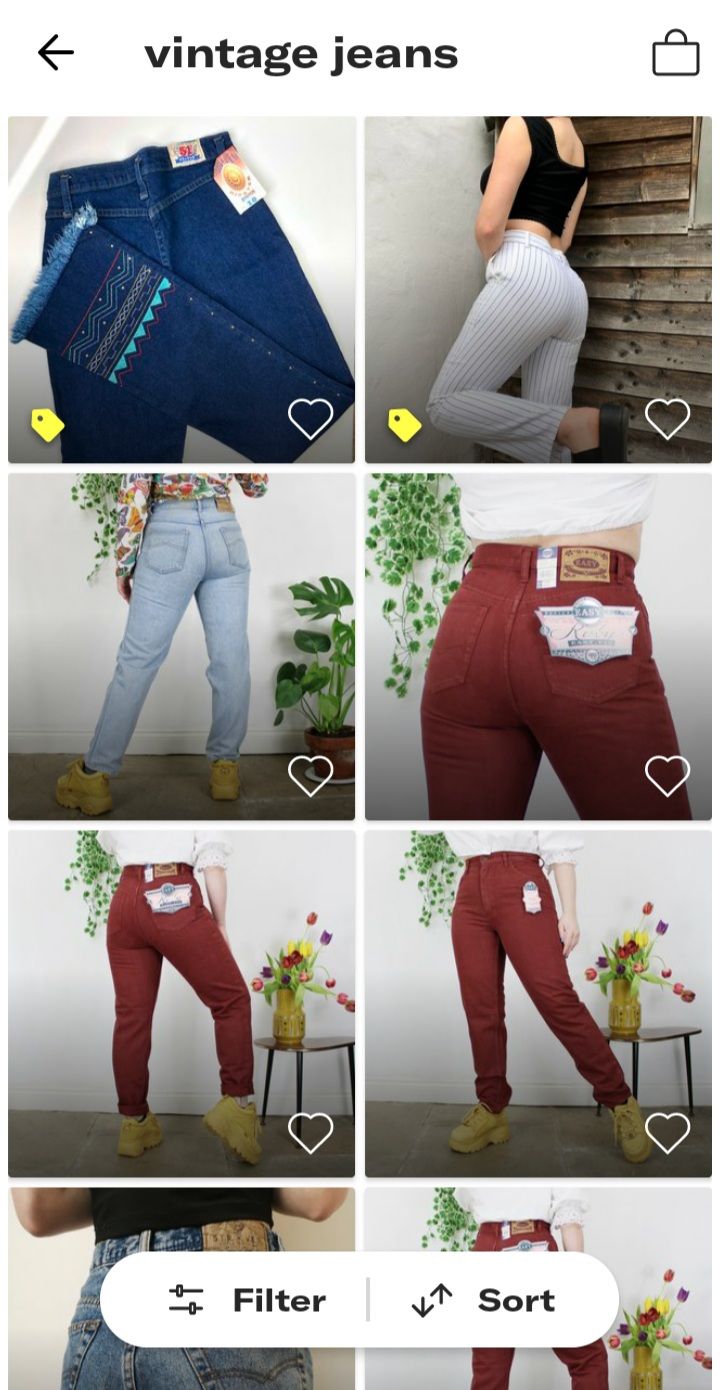 Screenshot of Depop search page