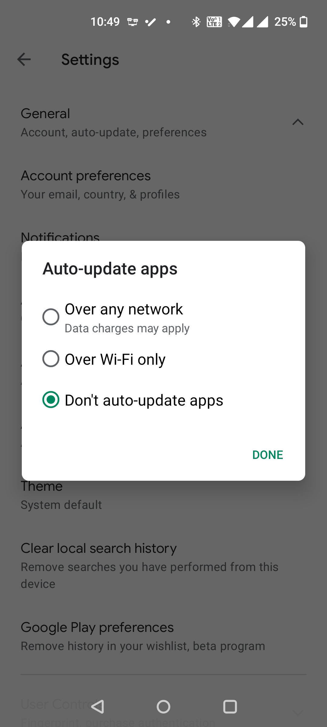 Disable app updates on Android